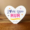 Love You Mum Banner Bright Heart Shaped Personalised Gift Acrylic Block Ornament