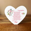 Mum Poem Rose Flowers Heart Shaped Personalised Gift Acrylic Block Ornament