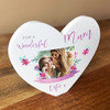 Wonderful Mum Floral Photo Heart Shaped Personalised Gift Acrylic Ornament