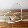 Roses With Butterflies Best Grandma Clear Tilted Heart Personalised Acrylic Gift