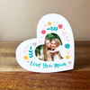 Love You Mum Photo Doodle Tilted Heart Personalised Gift Acrylic Block Ornament