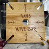 Corkscrew Nan's Wine Bar Personalised Gift Wooden 4 Wine Glass & Bottle Holder