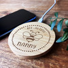 Bee Happy Nanny Personalised Gift Round Wireless Desk Pad Phone Charger