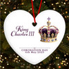 Crown Purple King Charles III Coronation Souvenir Heart Hanging Ornament