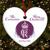 Floral Purple King Charles III Coronation Souvenir Heart Hanging Ornament