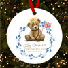Watercolour Cute Teddy King Charles Coronation Souvenir Round Hanging Ornament