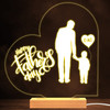 Happy Father's Day Man Silhouette With A Son Personalised Warm White Night Light