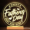 Happy Father's Day Round Hearts Best Dad Ever Personalised White Night Light
