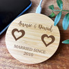 Two Hearts Couple Names Wedding Anniversary Personalised Round Phone Charger Pad