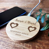 Two Hearts Couple Names Wedding Anniversary Personalised Round Phone Charger Pad
