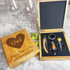 Dad Happy Father's Day Heart Personalised Wine Bottle Tools Gift Box Set