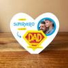 Superhero Dad Father's Day Photo Birthday White Heart Personalised Ornament Gift