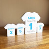 Dad's Team Birthday Football Light Blue Shirt Family 3 Small Personalised Gift