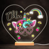 Unicorn With Heart Glasses Colourful Heart Personalised Gift Lamp Night Light