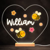 Cute Bumble Bees Colourful Heart Personalised Gift LED Lamp Night Light