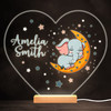 Moon Sleeping Elephant Colourful Heart Personalised Gift LED Lamp Night Light