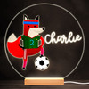 Fox With Football Colourful Round Personalised Gift LED Lamp Night Light