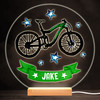 Bike Cycling Boy Green Colourful Round Personalised Gift LED Lamp Night Light