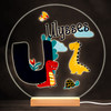 Dinosaur Alphabet Letter U Colourful Round Personalised Gift Lamp Night Light