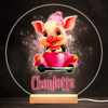 Cute Pig In Pink Car Colourful Round Personalised Gift LED Lamp Night Light