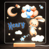 Blue Flying Rabbit Heart Balloons Square Personalised Gift Lamp Night Light