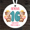 16th Birthday Bear Girl Gifts Round Personalised Gift Keepsake Hanging Ornament