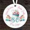 80th Birthday Female Rainbow Cake Personalised Gift Keepsake Hanging Ornament