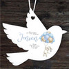 New Baby Boy Bunny Blue Balloon Bird Personalised Gift Keepsake Hanging Ornament