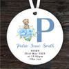 New Baby Boy Teddy Bear Letter P Personalised Gift Keepsake Hanging Ornament