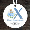 New Baby Boy Teddy Bear Letter X Personalised Gift Keepsake Hanging Ornament