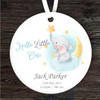Hello New Baby Boy Elephant Moon & Stars Personalised Gift Hanging Ornament