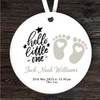 Hello New Baby Neutral Colour Footprints Personalised Gift Hanging Ornament