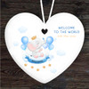 New Baby Boy Welcome Blue Elephant Heart Personalised Gift Hanging Ornament