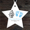 Hello New Baby Boy Blue Footprints Star Personalised Gift Hanging Ornament