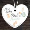 New Baby Feet Bottle Bib Pastel Heart Personalised Gift Hanging Ornament