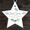 First Home Couple Blue Star Personalised Gift Keepsake Hanging Ornament Plaque