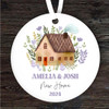 New Home Cottage House Purple Round Personalised Gift Keepsake Hanging Ornament