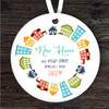 New Home House Circle Info Bright Personalised Gift Keepsake Hanging Ornament