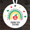 Thank You Teacher Rainbow Hearts Pencil Round Personalised Gift Hanging Ornament