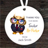 Thank You Teacher Owl With Glasses Personalised Gift Keepsake Hanging Ornament