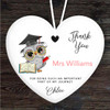 Thank You Teacher Owl Heart Personalised Gift Keepsake Hanging Ornament Plaque
