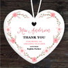 Thank You Teacher Pink Heart Wreath Heart Personalised Gift Hanging Ornament