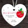 Thank You Amazing Teacher Red Apple Heart Personalised Gift Hanging Ornament
