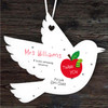 Thank You Amazing Teacher Red Apple Bird Personalised Gift Hanging Ornament