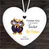 Thank You Teacher Owl With Glasses Heart Personalised Gift Hanging Ornament