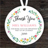 Thank You Teacher Pretty Wreath Personalised Gift Keepsake Hanging Ornament