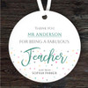 Thank You Fabulous Green Teacher Dots Personalised Gift Hanging Ornament
