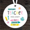 Thank You Best Teacher Pastel Pencils Personalised Gift Hanging Ornament