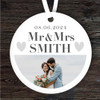 Mr & Mrs Wedding Photo Silver Hearts Personalised Gift Keepsake Hanging Ornament