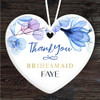 Blue Thank You Bridesmaid Heart Personalised Gift Keepsake Hanging Ornament